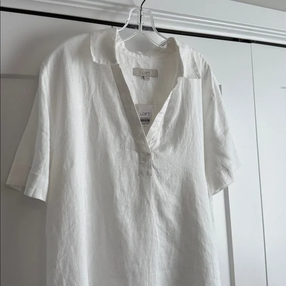LOFT Linen V-Neck Blouse - Picture 3 of 6